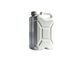 White disposable plastic jerry can isolated for storage, fuel, or packaging display. png