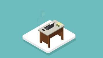 Animation of Isometric Female Worker Working With a Laptop video