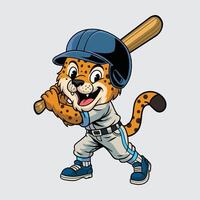Cartoon leopard with a baseball bat vector