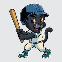 Cartoon cat with baseball bat vector