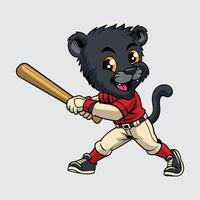 Cartoon panther with baseball bat vector