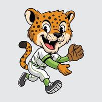 cartoon cheetah baseball mascot vector