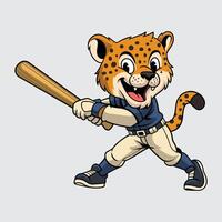 Cartoon cheetah with baseball bat vector