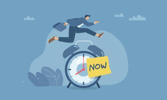Businessman jumping over clock vector