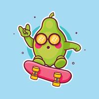 cartoon pear on skateboard vector