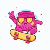 Pink character on skateboard vector