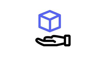 A hand holding a cube represents the idea of carrying, delivering, or supporting a three-dimensional object, focusing on physical interaction and care video