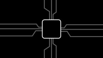 Circuit-like lines connecting to a chip represent how modern systems and devices are integrated through technology and electronic networks video