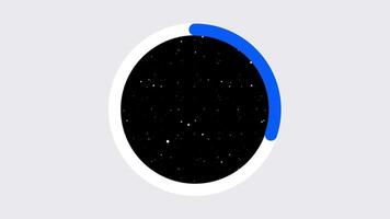 Circular orbit line surrounding a starry space with a white dot, showing an interface concept of a planetary or cosmic system design video
