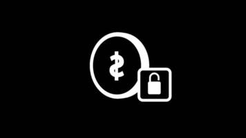 A dollar symbol and lock represent secure payment systems, encrypted transactions, and financial technology protecting user information and money video
