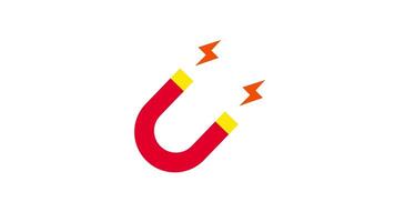 An image of a red horseshoe magnet pulling particles shows how magnets interact through magnetic fields to attract or repel specific materials video