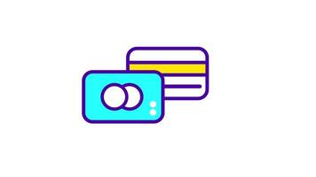 A digital icon featuring two stylized credit cards over a gradient background, symbolizing payment, finance, or online transaction systems video