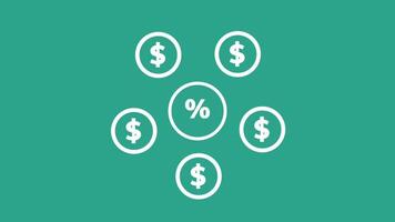 A network of coins and percentages illustrates the idea of money distribution across various channels such as investment, interest, or taxation video
