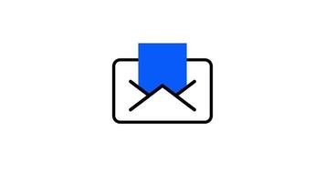 Envelope with blue verification checkmark representing secure email or message approval in a flat, modern user interface style video