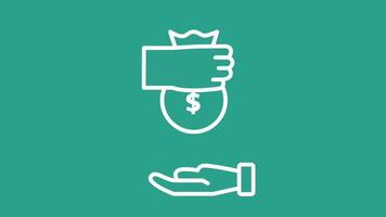 A hand holding money indicates providing financial aid or support, symbolizing assistance through funding or economic contribution for a cause video