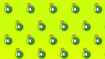 Numerous green potions scattered evenly on a bright lime background, creating a playful seamless pattern ideal for game interfaces video