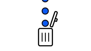 Stylized icons of a pen and ruler with dots falling into a box, symbolizing design or creative tools in minimalist interface layout video