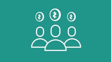 A group of people under dollar signs symbolizes the collective pooling of resources or crowdfunding for projects, ventures, or mutual support video