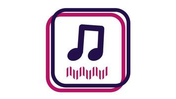 A musical note with waveform and barcode pattern underneath, combining sound representation with modern audio recognition or streaming interface video