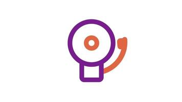 A flat design alarm siren with red light and circular outline, representing emergency alerts, security systems, or attention notifications video