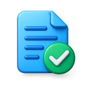3D Render Approved Document Icon - Checklist, Completion, Verification, Success isolated on transparent background png