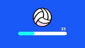 Blue loading bar beneath volleyball indicates skill loading or progress, ideal for sports-themed applications or leveling animations video