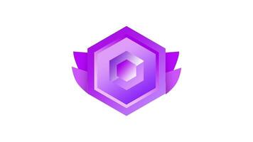 Shiny layered purple gem within a prism shape used as a digital medal showing high rank, prestige, and advancement in games or apps video
