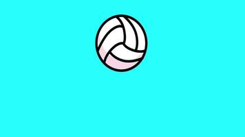 A simple volleyball icon on blue background symbolizing the beginning of a sports game or training session in a digital environment video