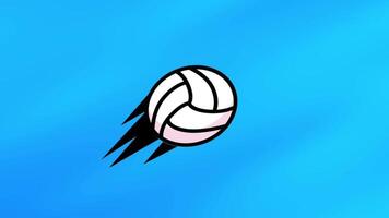 Speed-trailing volleyball shows dynamic motion and gameplay energy, used to convey active play or scoring in sports graphics video