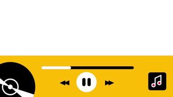 A yellow audio interface bar with playback controls and waveform representation for music streaming and sound visualization purposes video