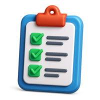 3D Checklist Icon Task Management Project Planning isolated on transparent background png