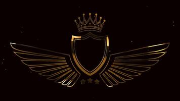 heraldic shield with wings alpha channel background video