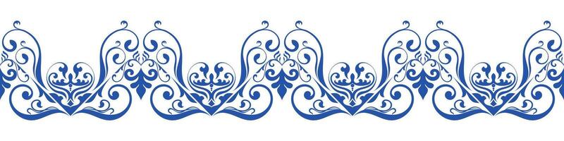 Blue seamless border, border for fabric pattern, carpet pattern vector