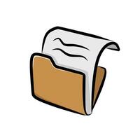 Folder with paper simple cartoon icon for office document management and digital workspace illustration vector