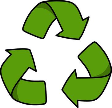 ambiental símbolo Está encendido de Tres verde flechas, representación de reducir, reutilizar, reciclar en Respetuoso del medio ambiente vector