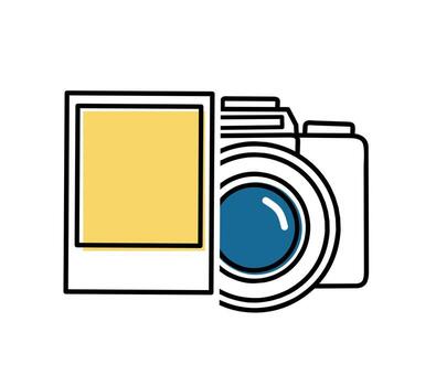 Outline camera and instant picture drawing icon illustration design, Suitable for various creative projects vector