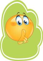 Shhh emoji with a finger on lips vector