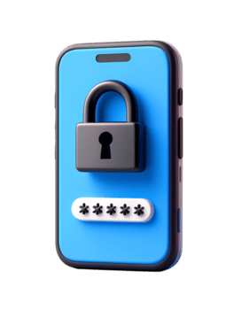 smartphone säkerhet begrepp, 3d telefon med Lösenord låsa ikon, säkra logga in autentisering png