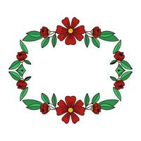 Floral frame illustration with red flowers vector