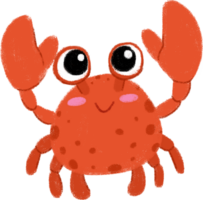 Crab Cute sea animals in crayon style transparent for stickers, icons, logos, etc. png