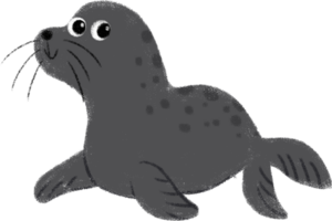 Seal Cute sea animals in crayon style transparent for stickers, icons, logos, etc. png