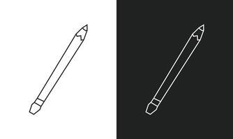Simple and Minimal Pencil Icon in Black Line Art and White Line Art Cutout Style vector