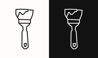 Simple Wide Paint Brush Icon in Black Line Art and White Line Art Cutout Style vector