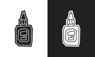 Simple Paint Bottle Icon in Black Filled and White Filled Cutout Style vector