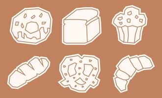 White Filled Bakery Elements Icon Set in Cutout Style vector