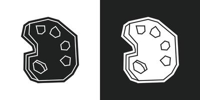 Simple and Minimalist Paint palette Icon in Black Filled and White Filled Cutout Style vector