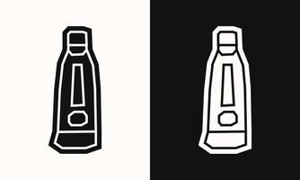 Simple Paint Tube Icon in Black Filled and White Filled Cutout Style vector