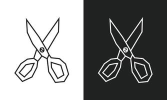 Simple and Minimal Scissors Icon in Black Line Art and White Line Art Cutout Style vector