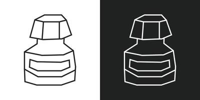 Simple and Minimalist Ink bottle Icon in Black Line Art and White Line Art Cutout Style vector