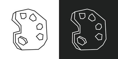 Simple and Minimalist Paint palette Icon in Black Line Art and White Line Art Cutout Style vector
